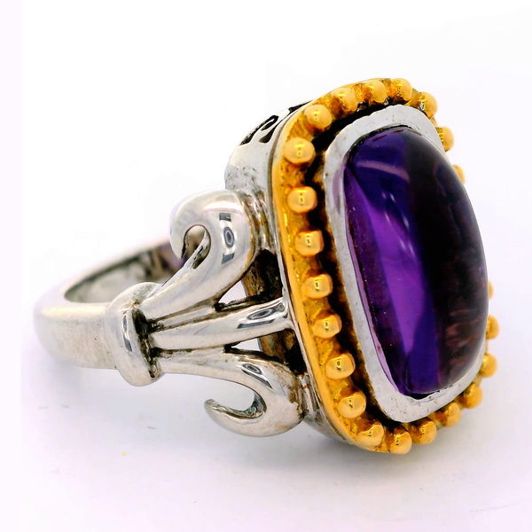 Sterling Silver 18K Gold Accent, Amethyst Ring, size 7 Image 2 Chipper's Jewelry Bonney Lake, WA