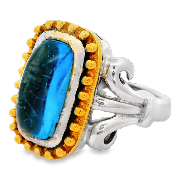 Sterling Silver 18K Gold Accent, Blue Topaz Ring, size 7 Image 2 Chipper's Jewelry Bonney Lake, WA