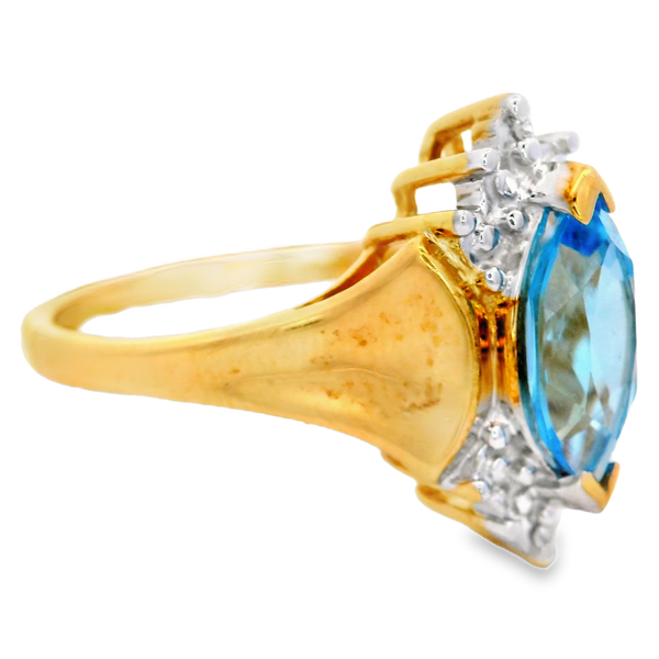 10K Yellow Gold Blue Topaz and Diamond Ring.  Size 7. Image 2 Chipper's Jewelry Bonney Lake, WA