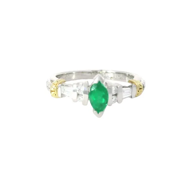 Platinum Emerald and Diamond Two-tone Ring Chipper's Jewelry Bonney Lake, WA
