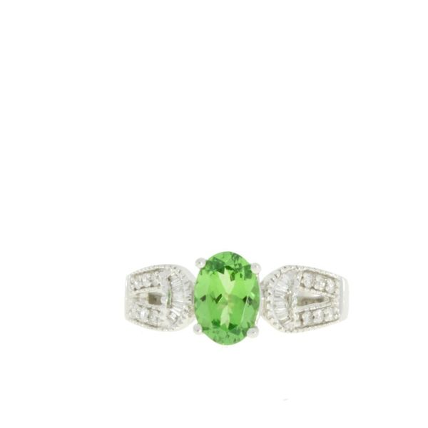 14K White Gold Green Garnet and Diamond Engagement Ring Chipper's Jewelry Bonney Lake, WA