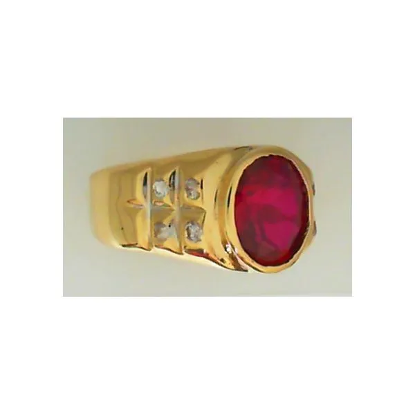 10K Yellow Gold Lab Grown Ruby & CZ Ring Image 2 Chipper's Jewelry Bonney Lake, WA