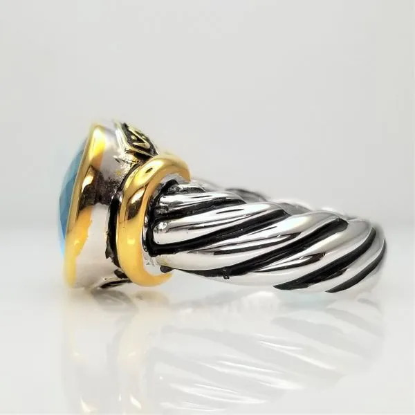 Men's Two-Tone Metal Blue Topaz Ring Image 2 Chipper's Jewelry Bonney Lake, WA