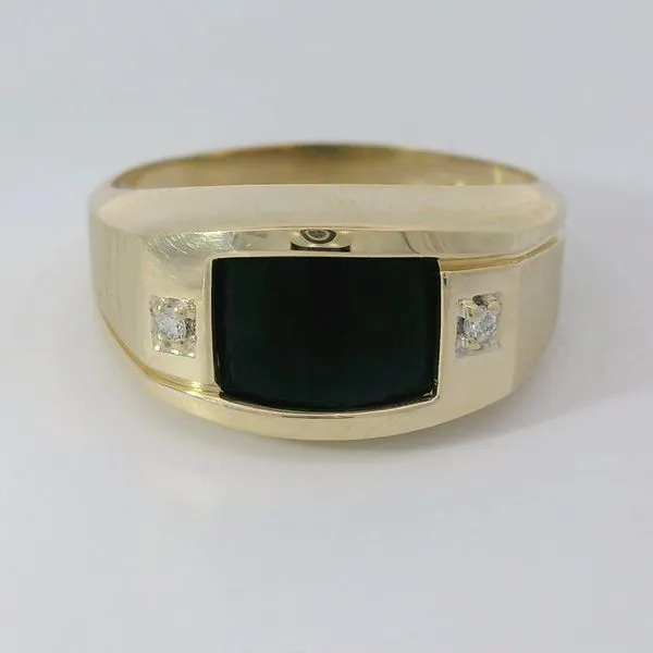 14K Yellow Black Onyx & Diamond Ring Chipper's Jewelry Bonney Lake, WA