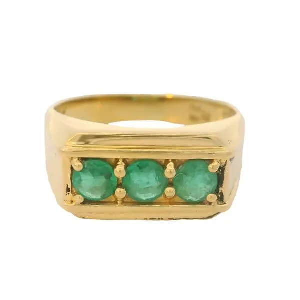 18KY 3 Stone Emerald Ring Sz. 8.25 Chipper's Jewelry Bonney Lake, WA