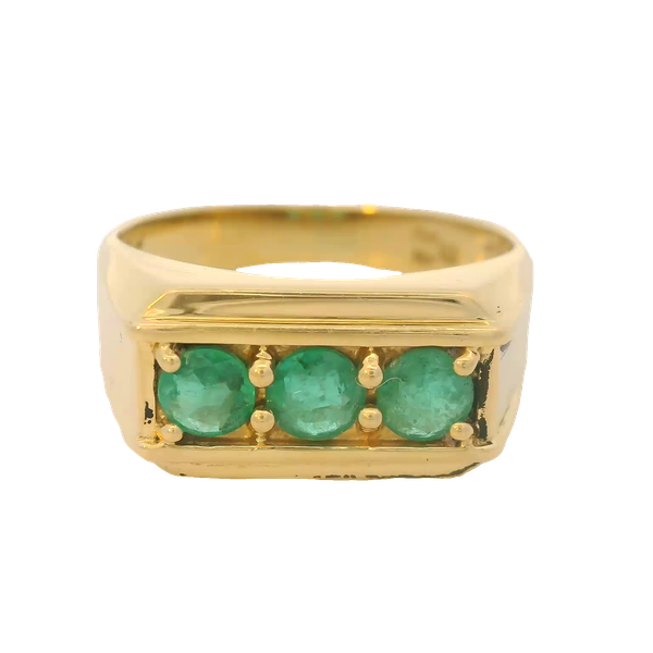 18K Yellow Gold 3 Stone Emerald Ring Chipper's Jewelry Bonney Lake, WA