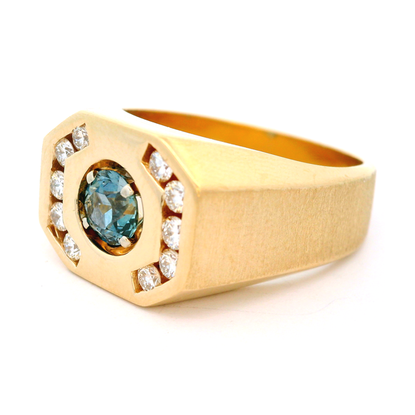 14KY Gent's Ring with 0.82ct Montana Sapphire and Diamond Ring SZ 10.25 Image 2 Chipper's Jewelry Bonney Lake, WA