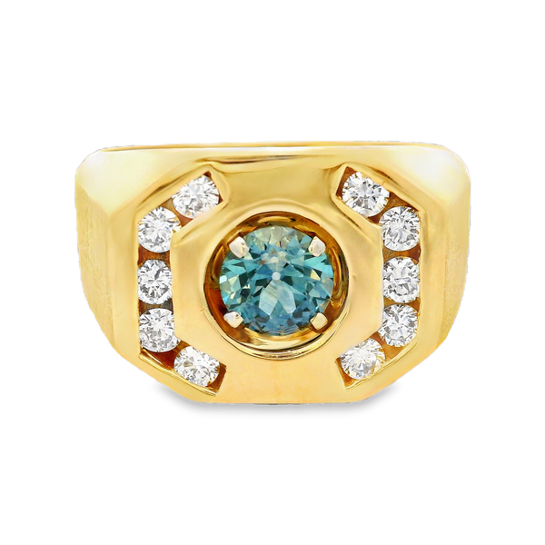 14KY Gent's Ring with 0.82ct Montana Sapphire and Diamond Ring SZ 10.25 Chipper's Jewelry Bonney Lake, WA