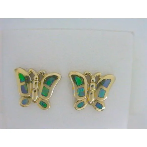14K Yellow Gold Opal Butterfly Earrings Image 2 Chipper's Jewelry Bonney Lake, WA
