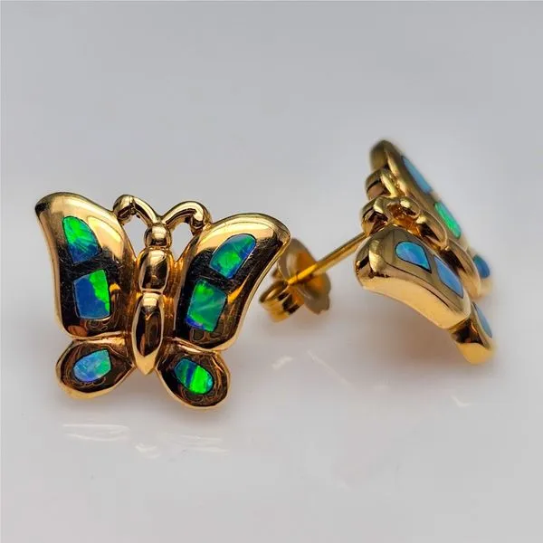14K Yellow Gold Opal Butterfly Earrings Chipper's Jewelry Bonney Lake, WA