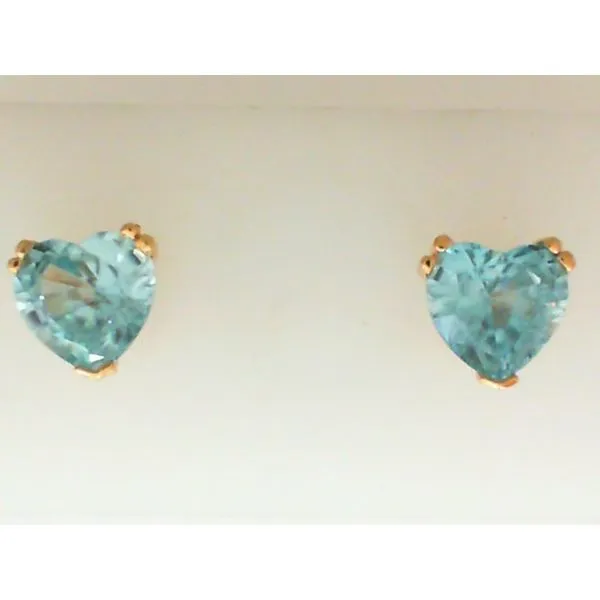 14Kt Yellow Gold Blue Zircon Heart Earrings Chipper's Jewelry Bonney Lake, WA