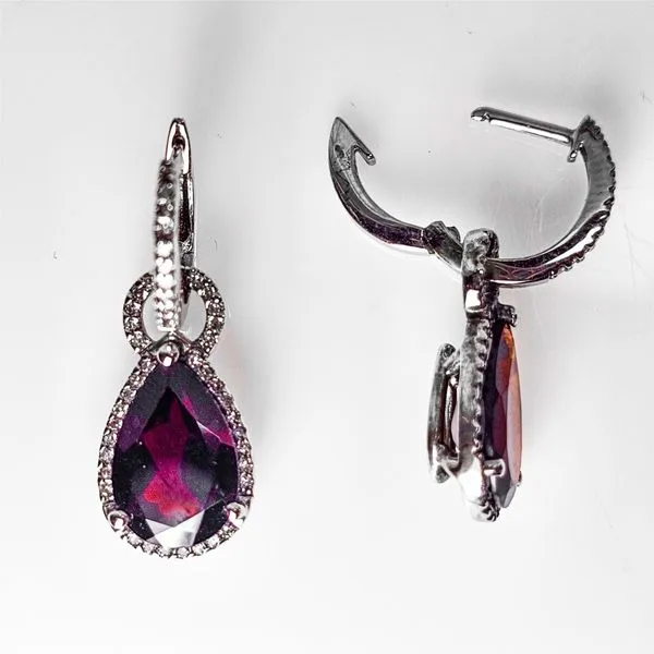 Sterling Silver Garnet 6.40ct, Dia 0.26ctw Earrings Chipper's Jewelry Bonney Lake, WA
