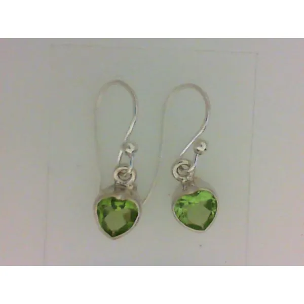 Sterling Silver Heart Peridot Dangle Earrings Chipper's Jewelry Bonney Lake, WA