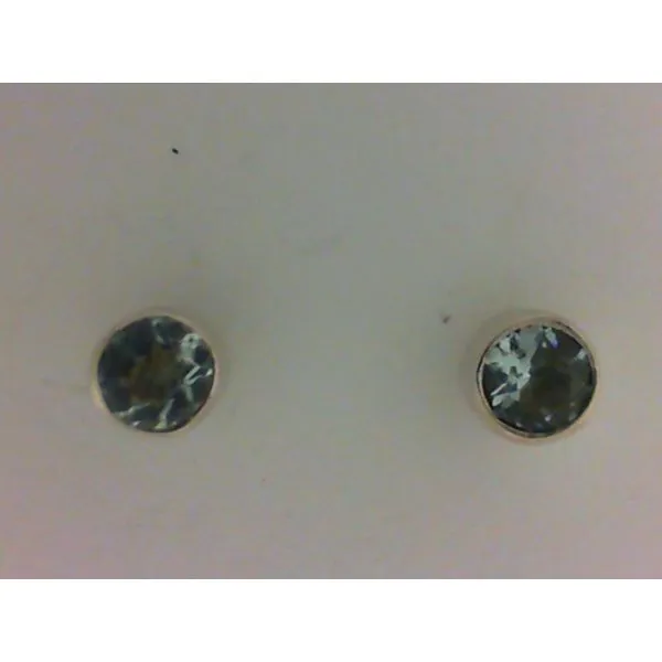 Sterling Silver Round Aquamarine Earrings Image 2 Chipper's Jewelry Bonney Lake, WA