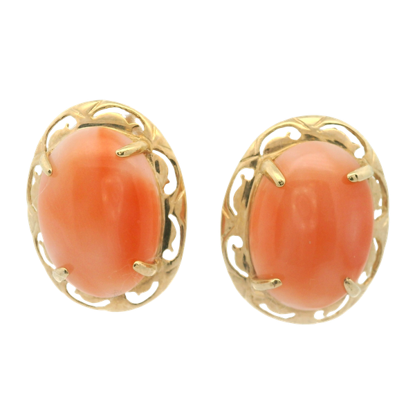14K Yellow Gold Coral Leverback Earrings Chipper's Jewelry Bonney Lake, WA