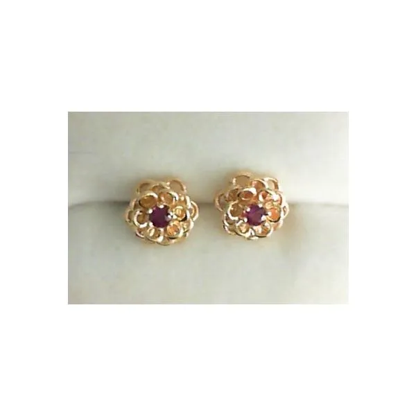 14K Yellow Ruby Flower Stud Earrings Chipper's Jewelry Bonney Lake, WA