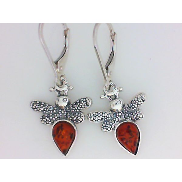 Sterling Silver Amber Butterfly Earrings with Leverbacks Chipper's Jewelry Bonney Lake, WA