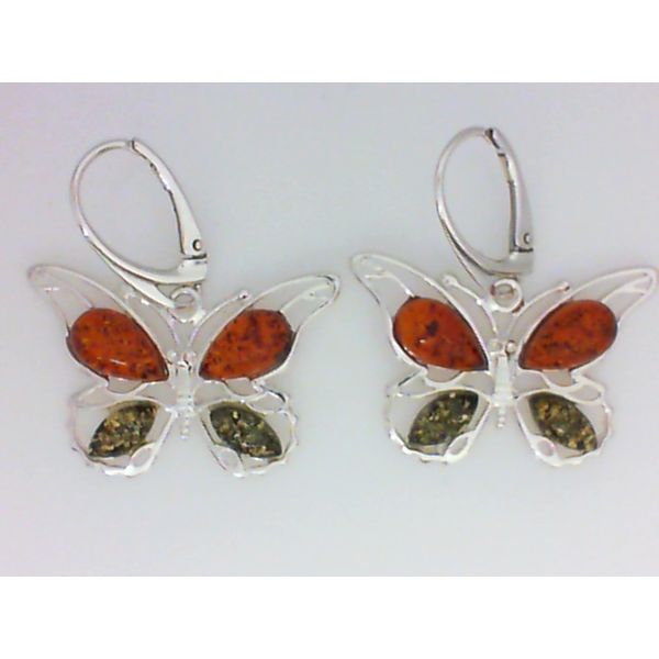 Sterling Silver Amber Butterfly Earrings with Leverbacks Chipper's Jewelry Bonney Lake, WA