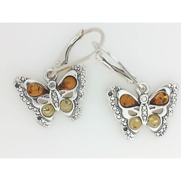 925 Amber Butterfly Earrings with Leverbacks Chipper's Jewelry Bonney Lake, WA