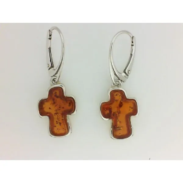 Sterling Silver Amber Cross Earrings Chipper's Jewelry Bonney Lake, WA
