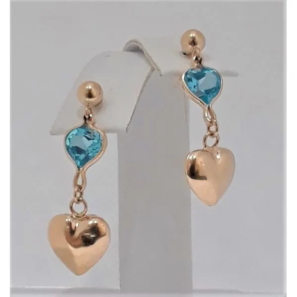 14Kt Yellow Gold Blue Topaz Dangle Earrings Chipper's Jewelry Bonney Lake, WA