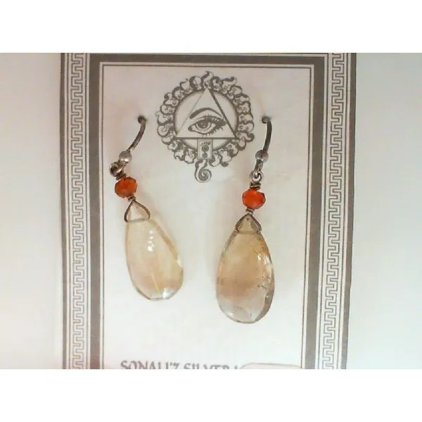 Silver Gold-Rutilated Quartz Citrine Earring Chipper's Jewelry Bonney Lake, WA