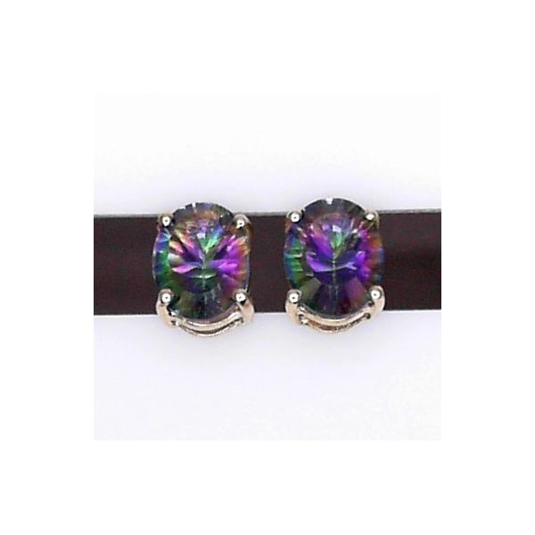 14K Yellow Gold Oval Mystic Fire Topaz Earrings Chipper's