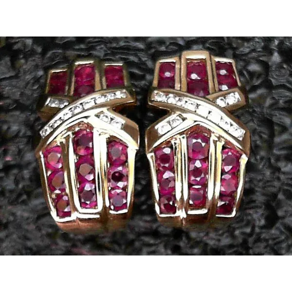 14K Yellow Gold Ruby & Diamond Earrings Image 2 Chipper's Jewelry Bonney Lake, WA