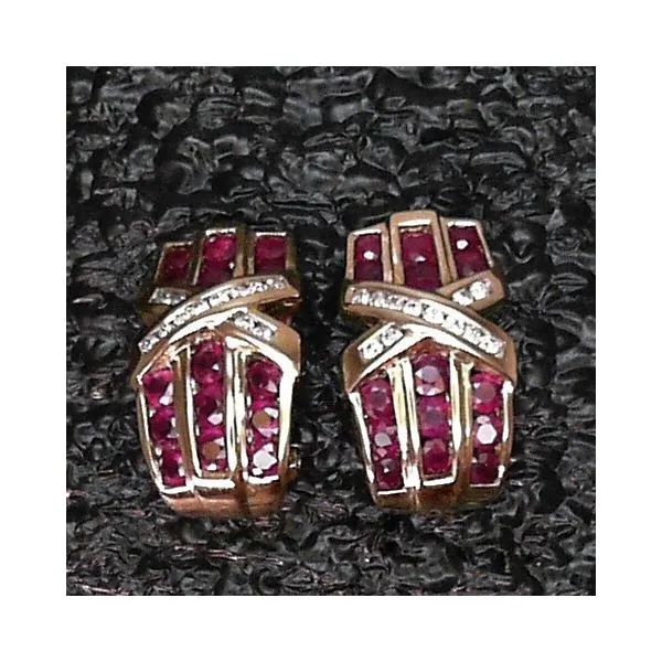 14K Yellow Gold Ruby & Diamond Earrings Chipper's Jewelry Bonney Lake, WA