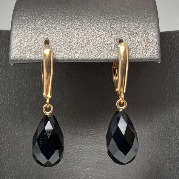 14kt Yellow Gold Black Onyx Dangle Earrings Chipper's Jewelry Bonney Lake, WA