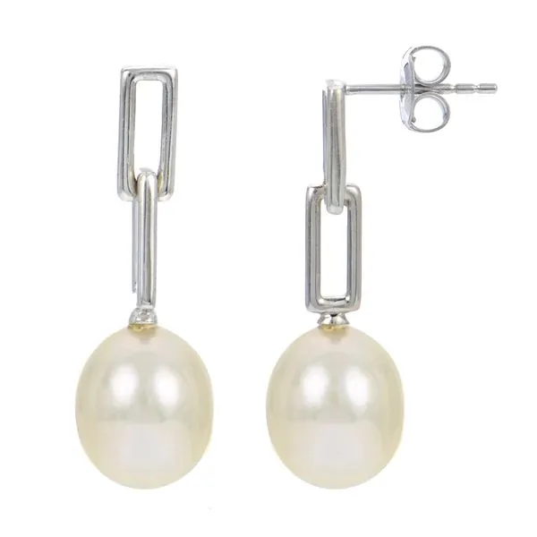 925 7-8mm FW Cultured Pearl, Small Paperclip Earrings Chipper's Jewelry Bonney Lake, WA