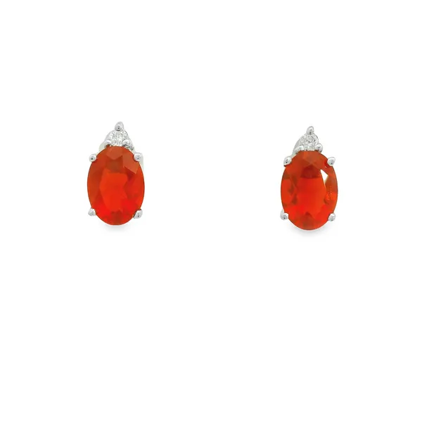 14K White Gold Oval Fire Opal Earrings Chipper's Jewelry Bonney Lake, WA
