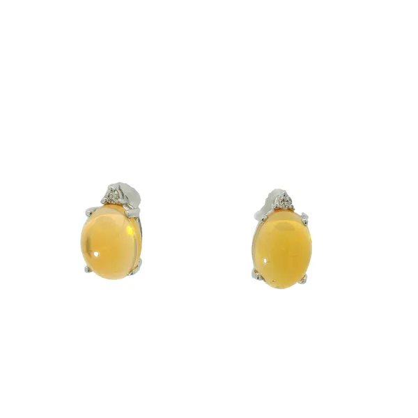 14K White Gold Oval Fire Opal Earrings Chipper's Jewelry Bonney Lake, WA