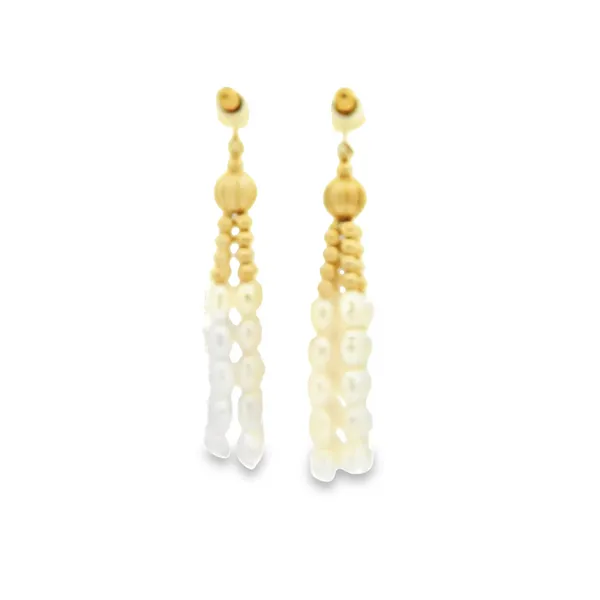 14K Yellow Gold Pearl Dangle Earrings Image 3 Chipper's Jewelry Bonney Lake, WA
