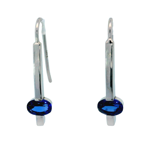 14Kt White Gold Oval Sapphire Earrings Chipper's Jewelry Bonney Lake, WA
