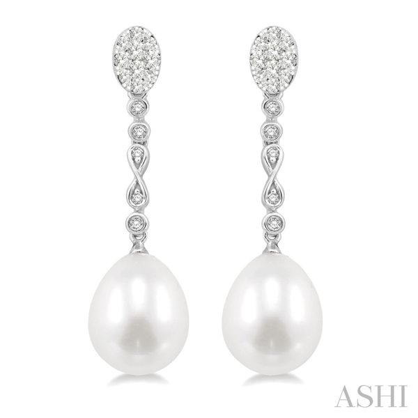 White Gold Cultured Pearl and Diamond Earrings Chipper's Jewelry Bonney Lake, WA