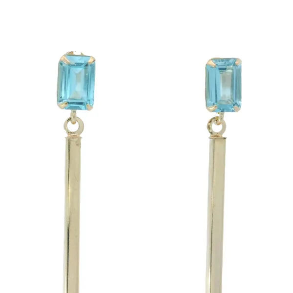 14K Yellow Gold Blue Topaz Dangle Earrings Chipper's Jewelry Bonney Lake, WA