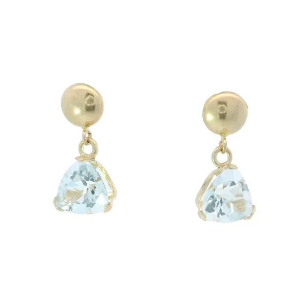 14K Yellow Gold Lab Created Aquamarine Dangle Earrings Chipper's Jewelry Bonney Lake, WA