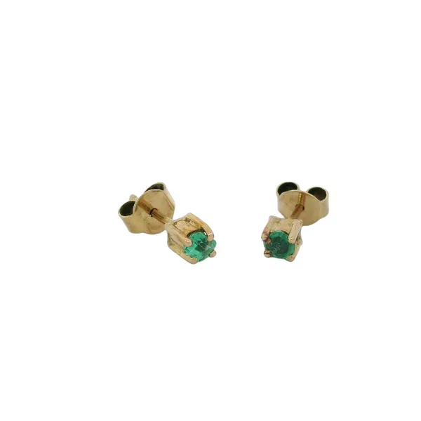 14K Yellow Gold Round Emerald Earrings Chipper's Jewelry Bonney Lake, WA