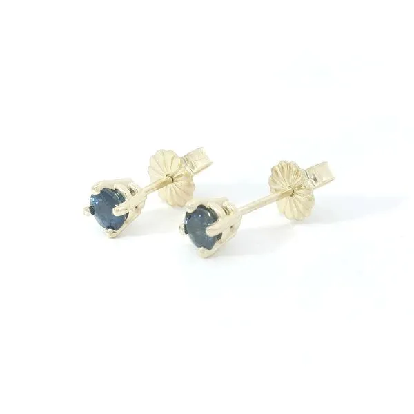 14Kt Yellow Gold Round Sapphire Earrings with Threaded Backs Image 2 Chipper's Jewelry Bonney Lake, WA