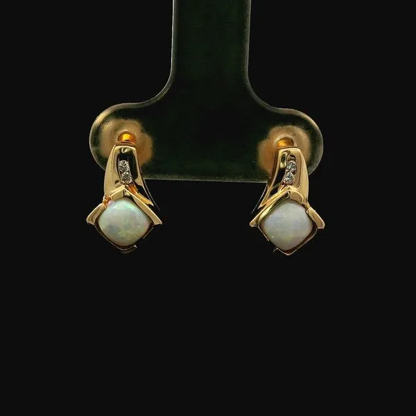 14K Yellow Gold Diamond & Opal Earring Chipper's Jewelry Bonney Lake, WA