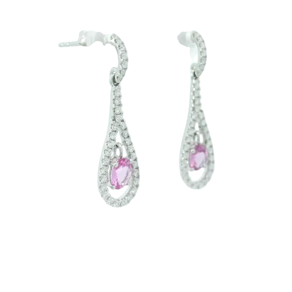 14K White Gold Pink Sapphire Earrings Image 2 Chipper's Jewelry Bonney Lake, WA