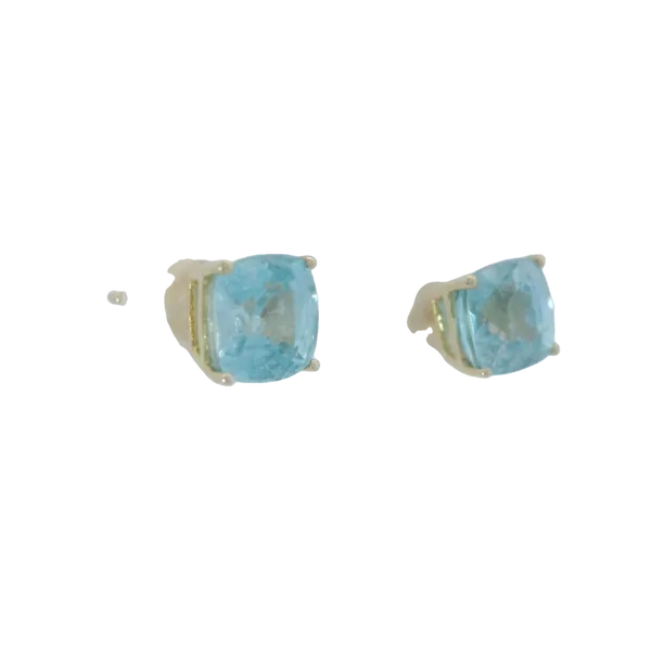 14K Yellow Gold Blue Zircon Stud Earrings Image 3 Chipper's Jewelry Bonney Lake, WA