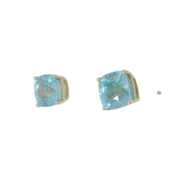 14K Yellow Gold Blue Zircon Stud Earrings Image 4 Chipper's Jewelry Bonney Lake, WA