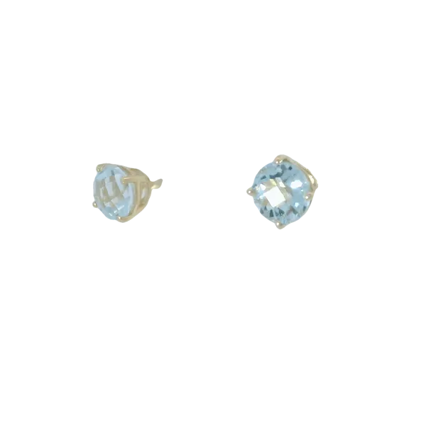14K Yellow Gold Aquamarine Stud Earrings Image 4 Chipper's Jewelry Bonney Lake, WA