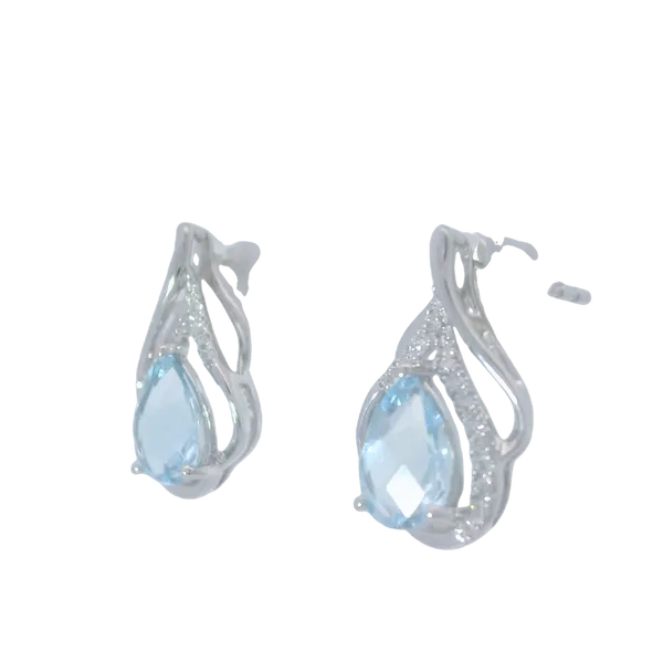 14K White Gold Aquamarine Diamond Earrings Image 4 Chipper's Jewelry Bonney Lake, WA