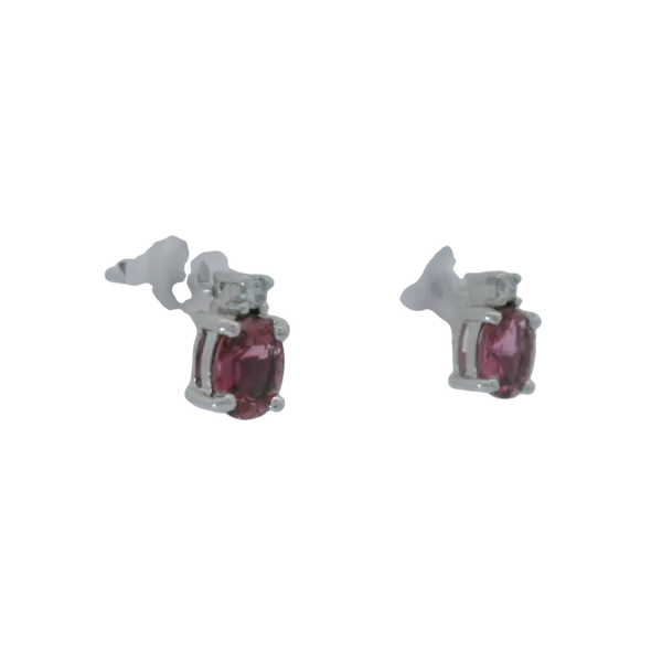 14K White Gold Oval Pink Tourmaline Stud Earrings Image 3 Chipper's Jewelry Bonney Lake, WA