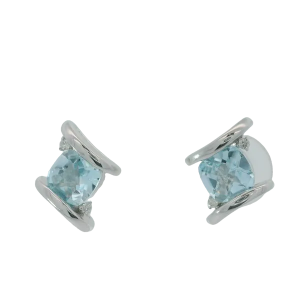 14K White Aquamarine Diamond Stud Earrings Chipper's Jewelry Bonney Lake, WA