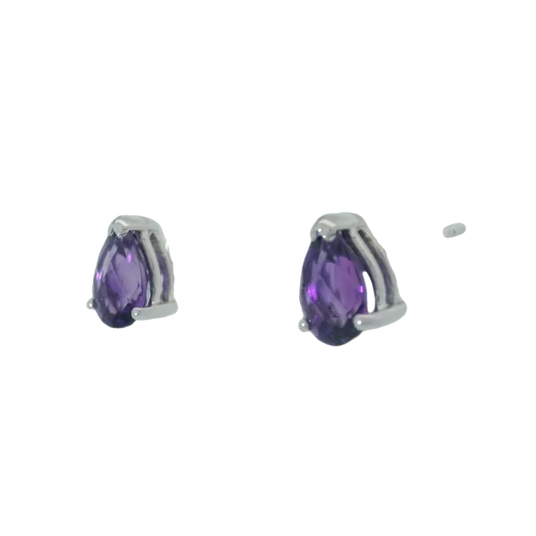 14K White Amethyst Pear Stud Earrings Image 2 Chipper's Jewelry Bonney Lake, WA