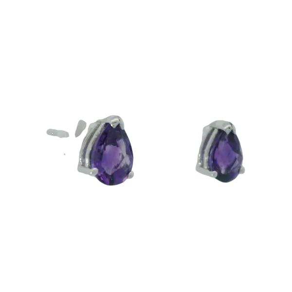 14K White Amethyst Pear Stud Earrings Image 3 Chipper's Jewelry Bonney Lake, WA
